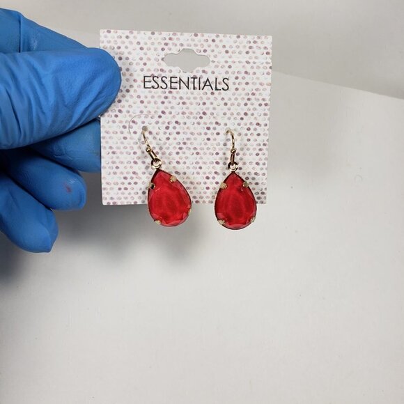 Elegant Pink Teardrop Dangle Earrings – Gold-Tone Statement - Women's Jewelry - Picture 8 of 8